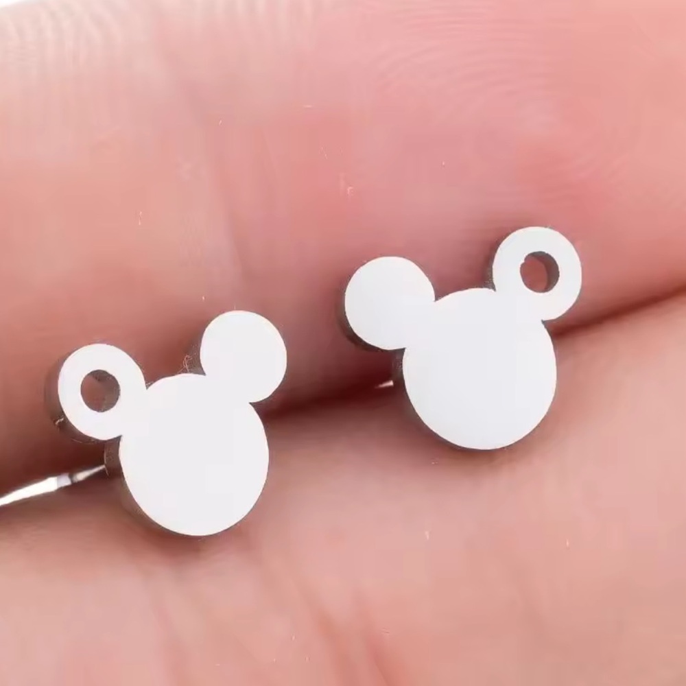 SILVER Disney Mickey Mouse Stud Earrings  With Gift Bag